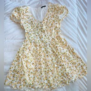 Floral Yellow and White Dress